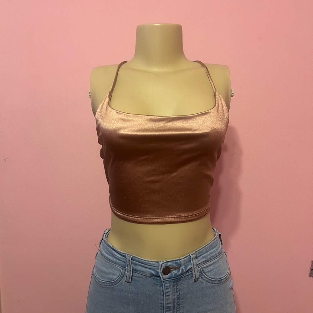 Satin Brown Crop Top